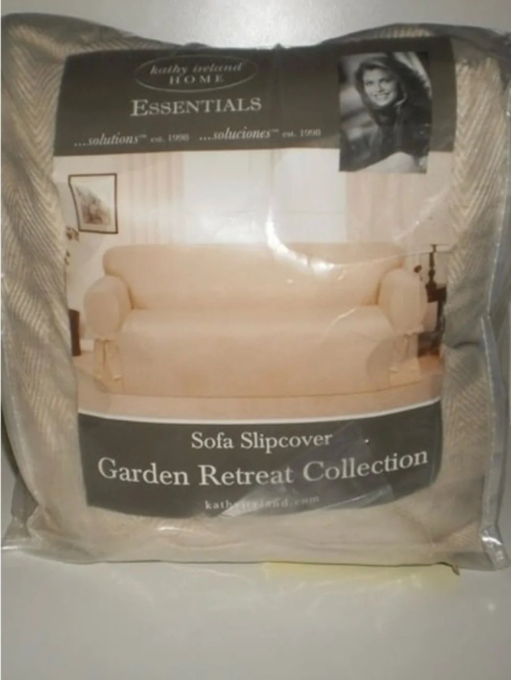 Kathy Ireland Essentials Beige Sofa Slipcover - Garden Retreat
